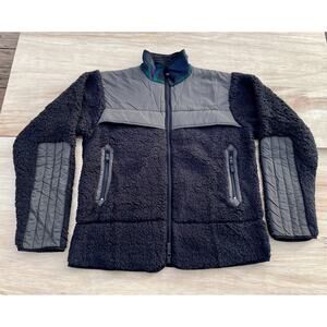 MANRESA Fleece Winter Jacket Zip up Pockets Wool Polyester Men's Black Size US L
